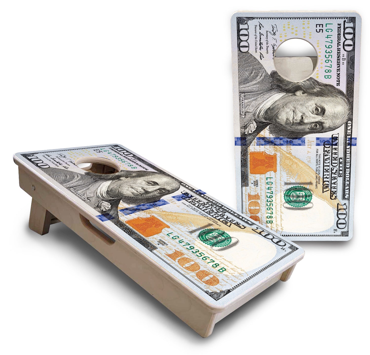 $100 Bill - Mini or Vacation Size Cornhole Boards