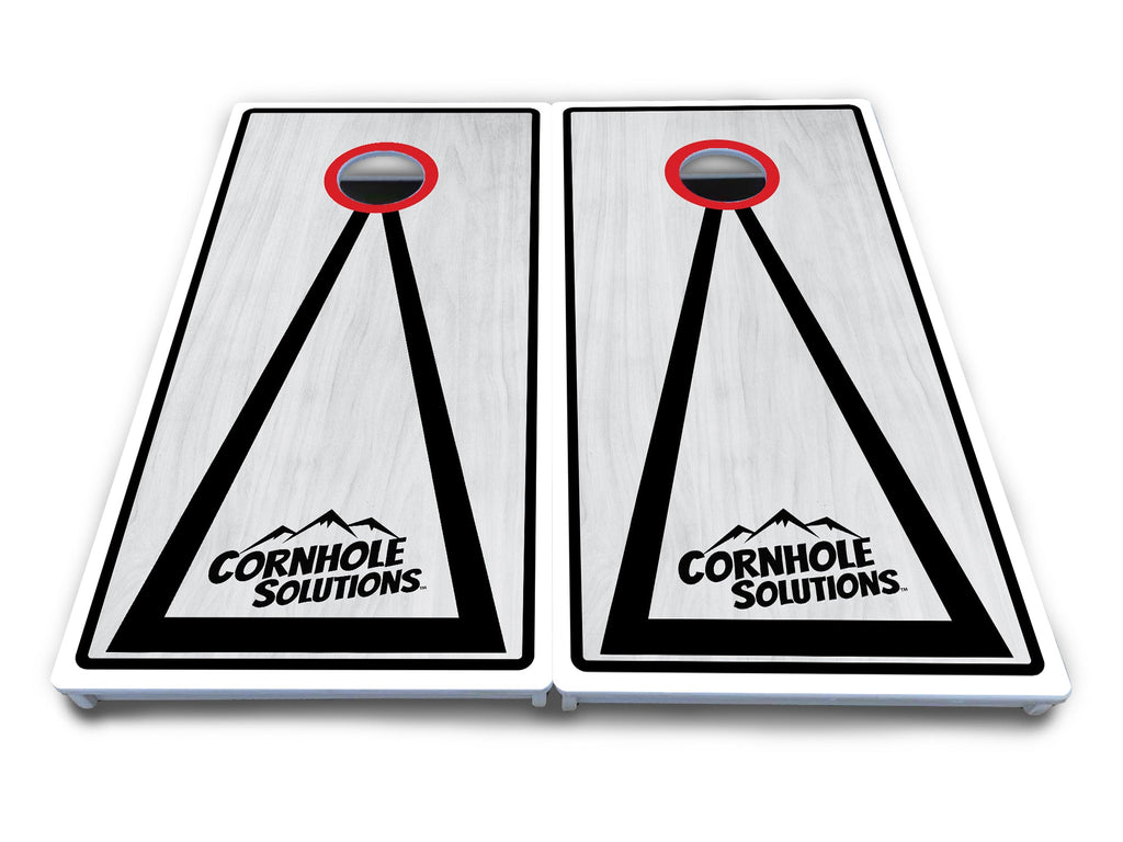 Red/Black Hole Ring Grey Wash Cornhole Boards - All Weather Series