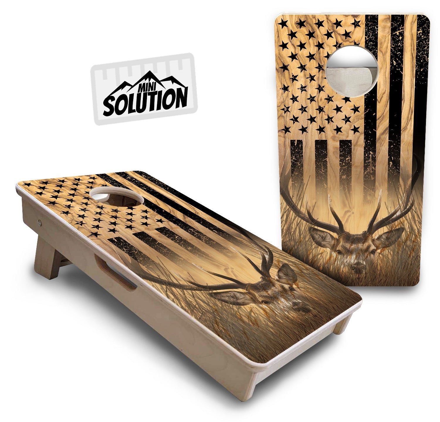 Light Wood Deer & Fish - Mini or Vacation Size Cornhole Boards