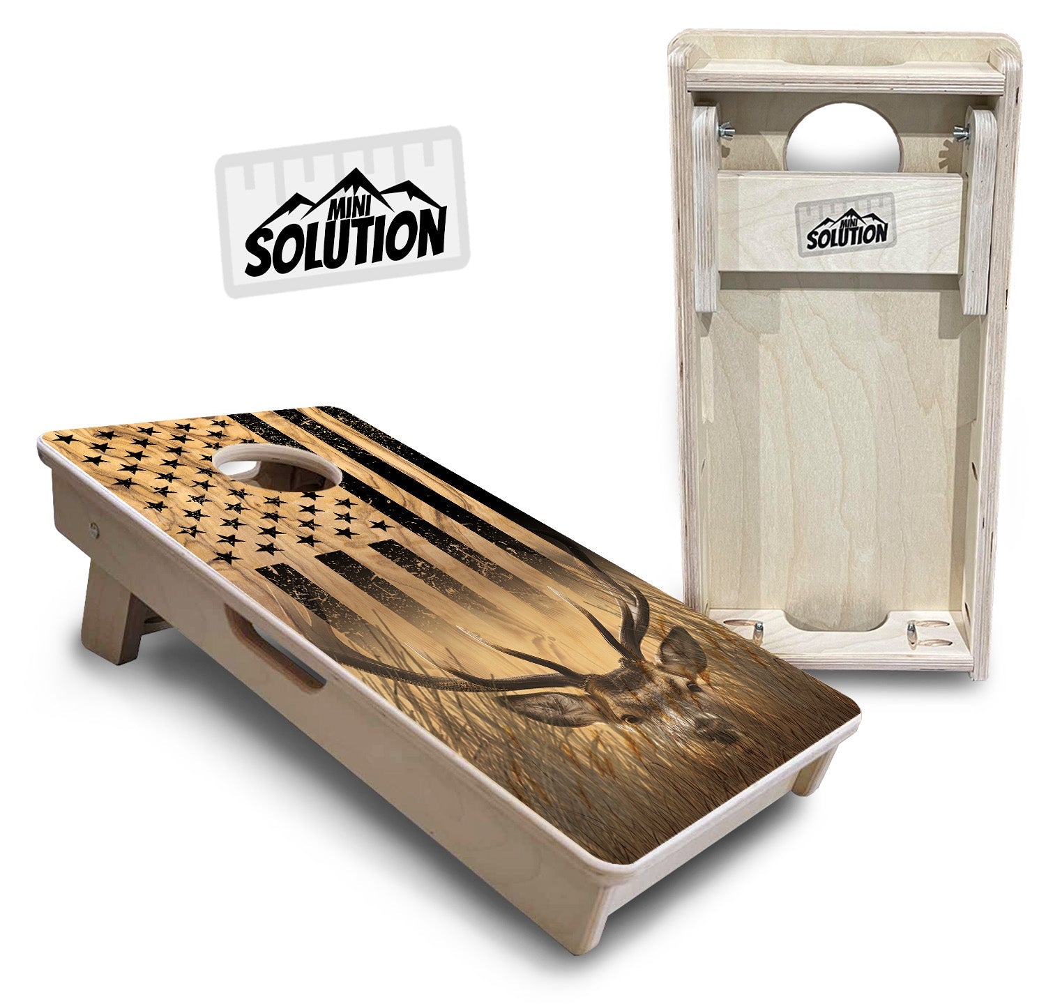 Light Wood Deer & Fish - Mini or Vacation Size Cornhole Boards