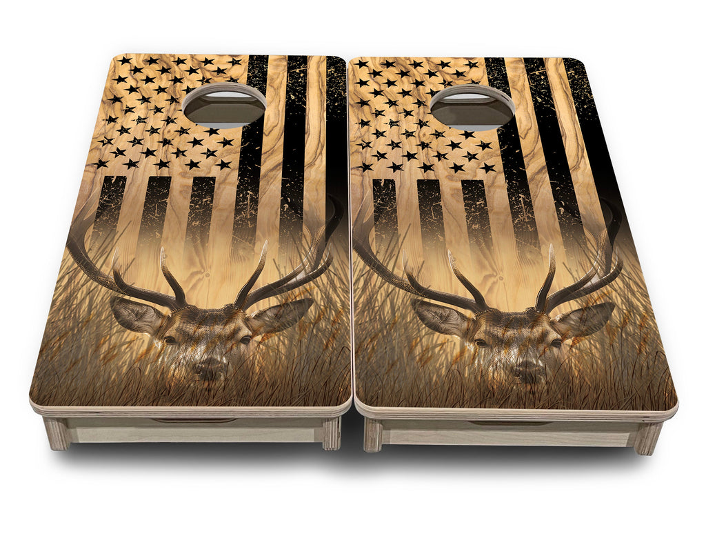 Light Wood Deer & Fish - Mini or Vacation Size Cornhole Boards