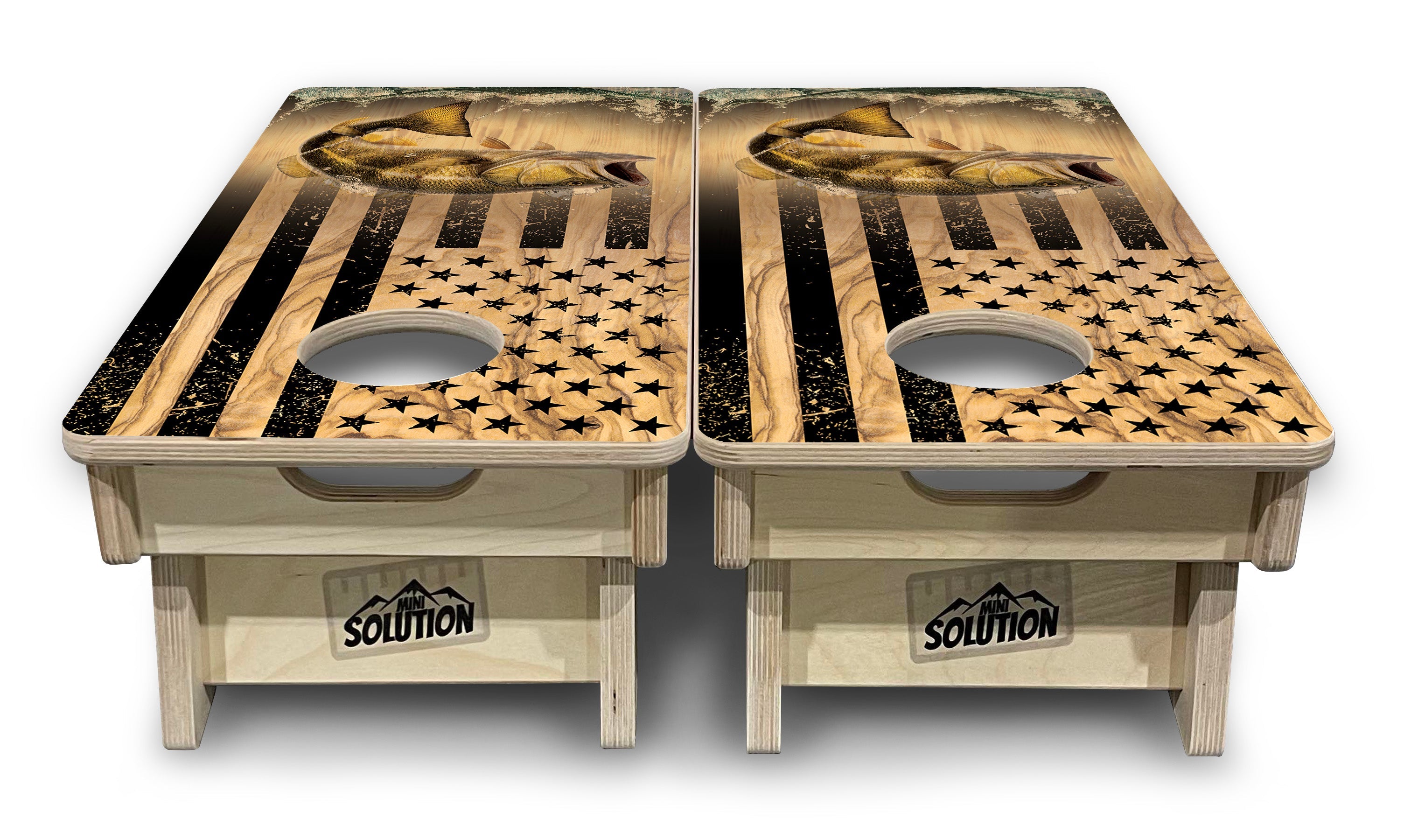 Light Wood Deer & Fish - Mini or Vacation Size Cornhole Boards