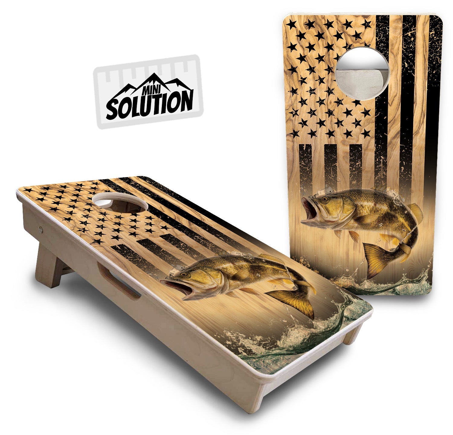 Light Wood Deer & Fish - Mini or Vacation Size Cornhole Boards