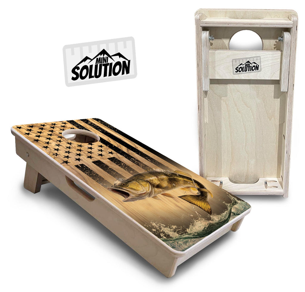 Light Wood Deer & Fish - Mini or Vacation Size Cornhole Boards