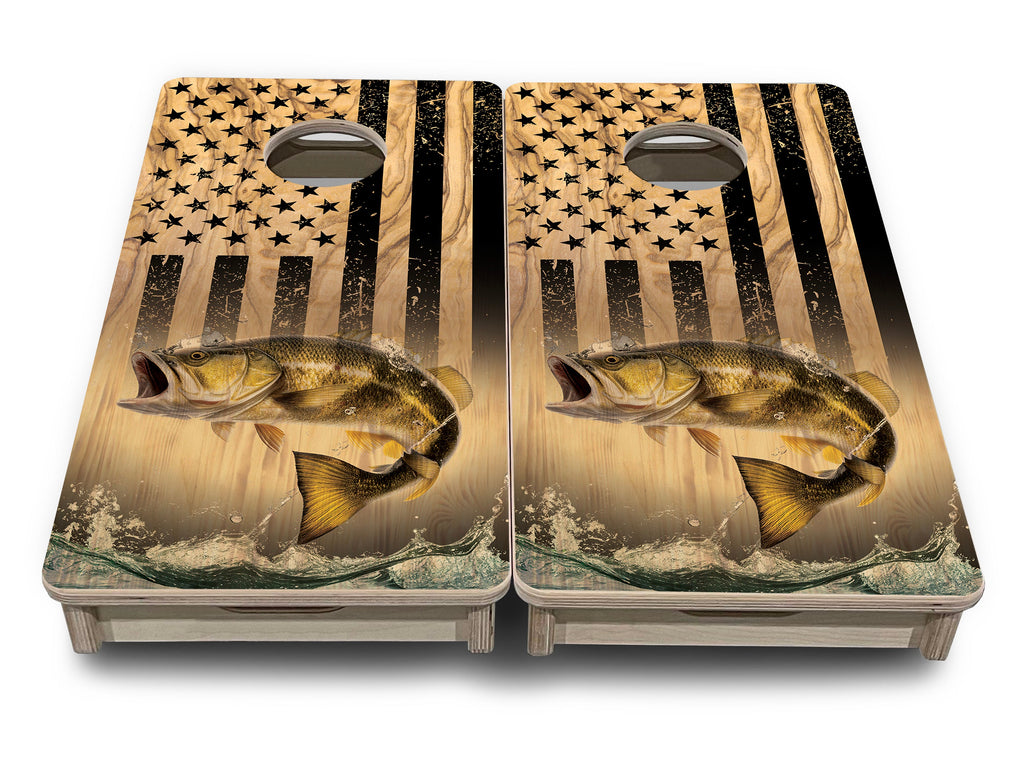 Light Wood Deer & Fish - Mini or Vacation Size Cornhole Boards