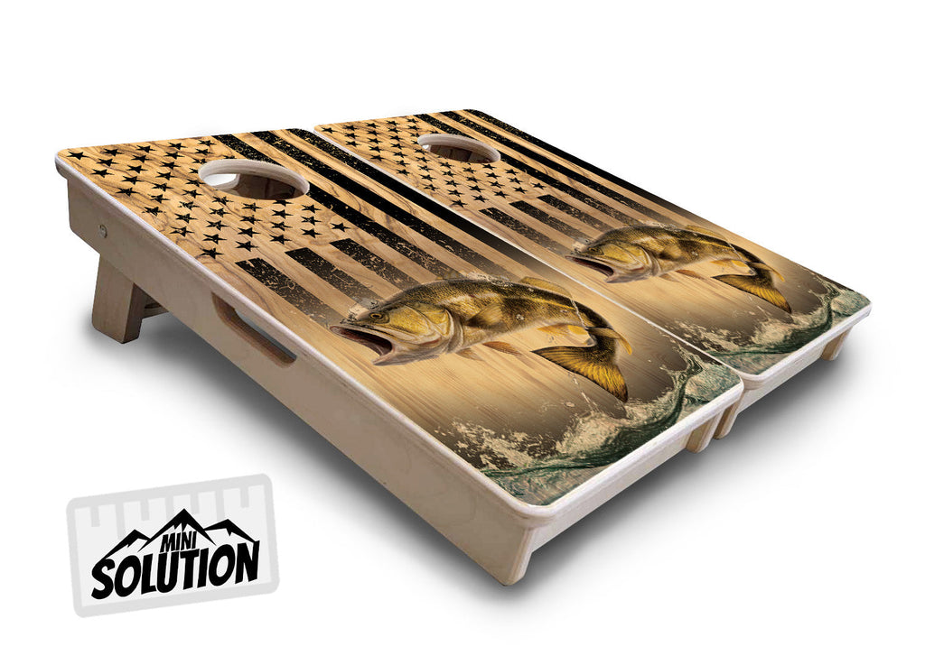 Light Wood Deer & Fish - Mini or Vacation Size Cornhole Boards