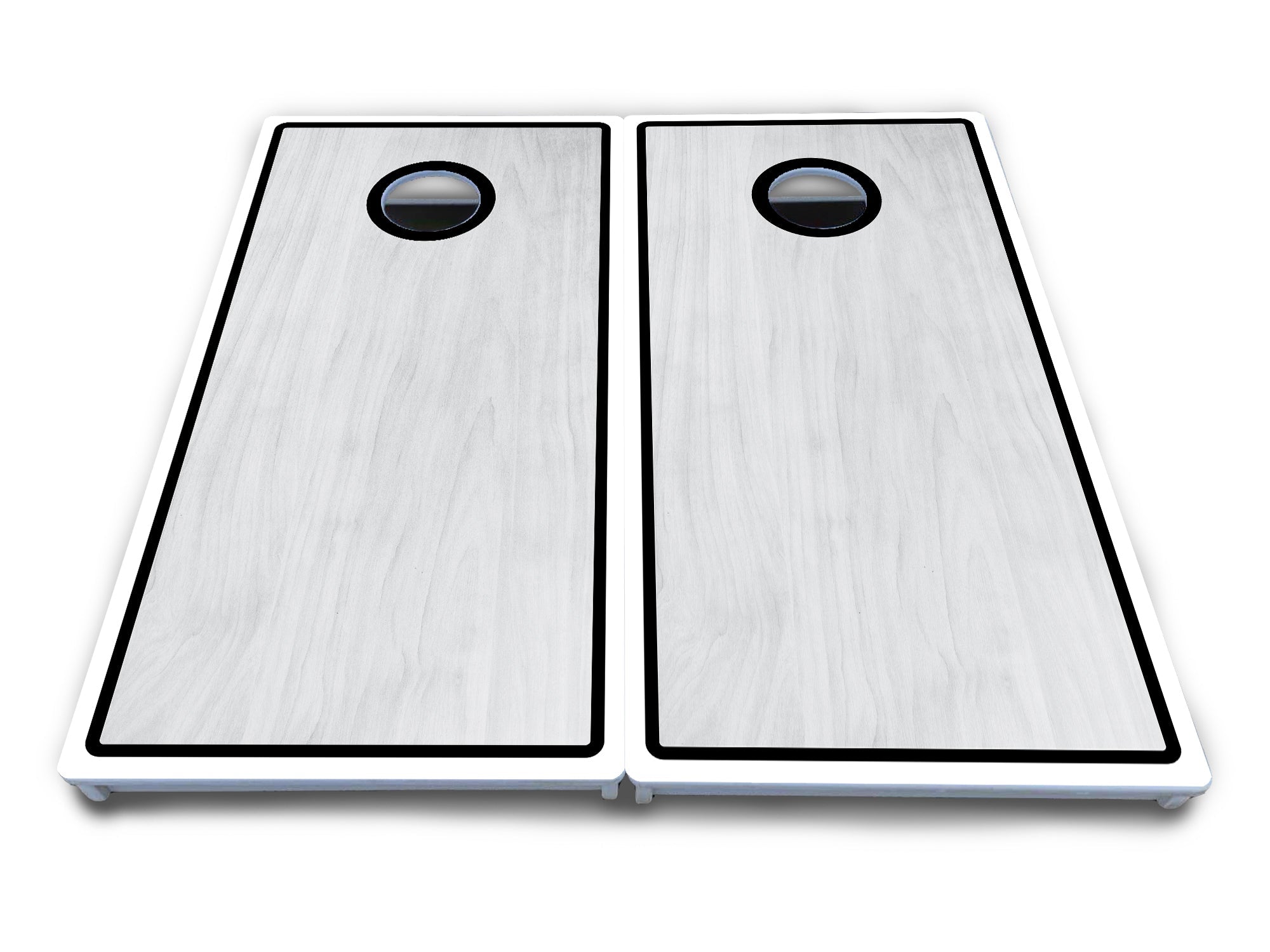 Red/Black Hole Ring Grey Wash Cornhole Boards - All Weather Series