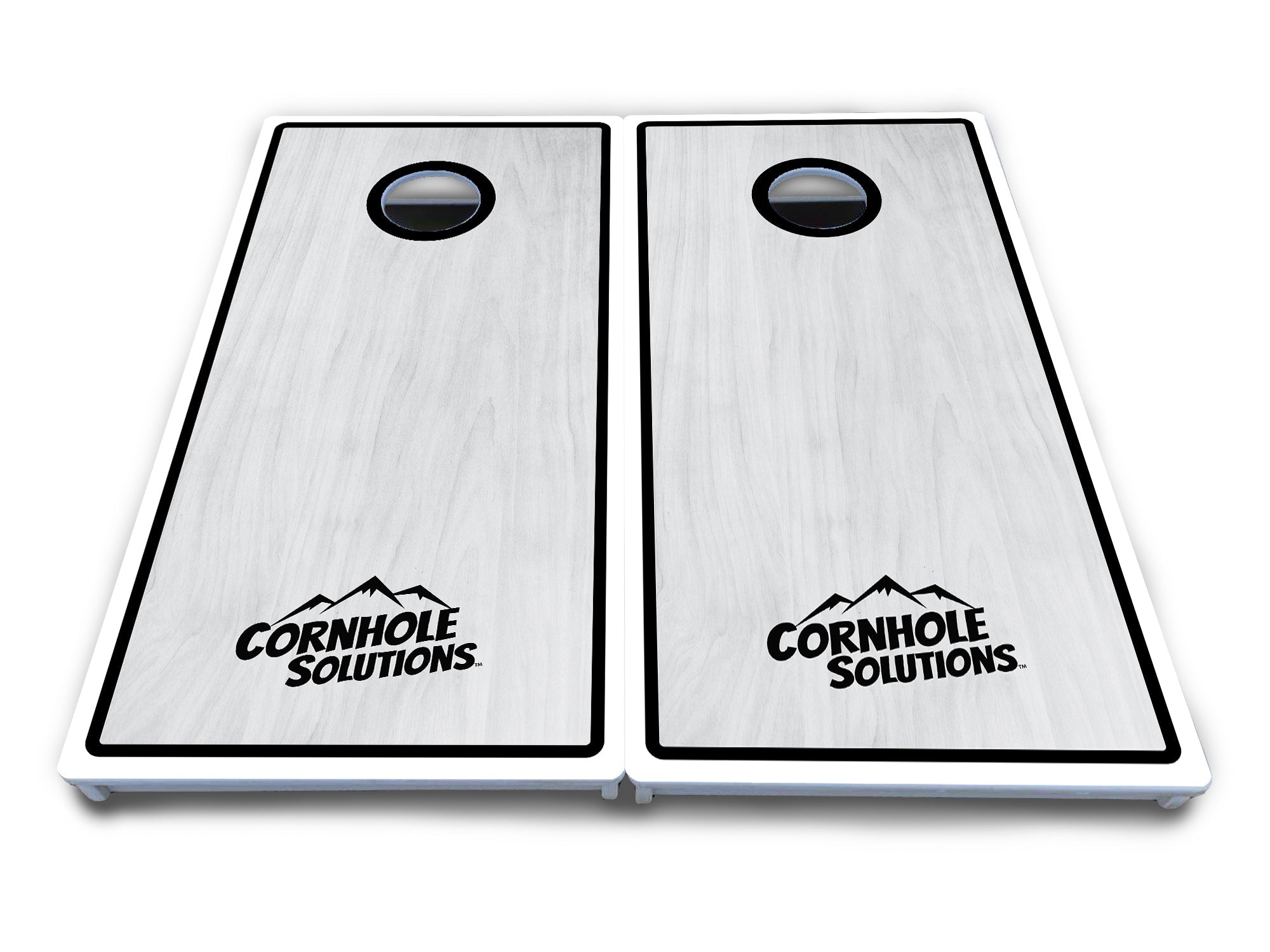 Red/Black Hole Ring Grey Wash Cornhole Boards - All Weather Series