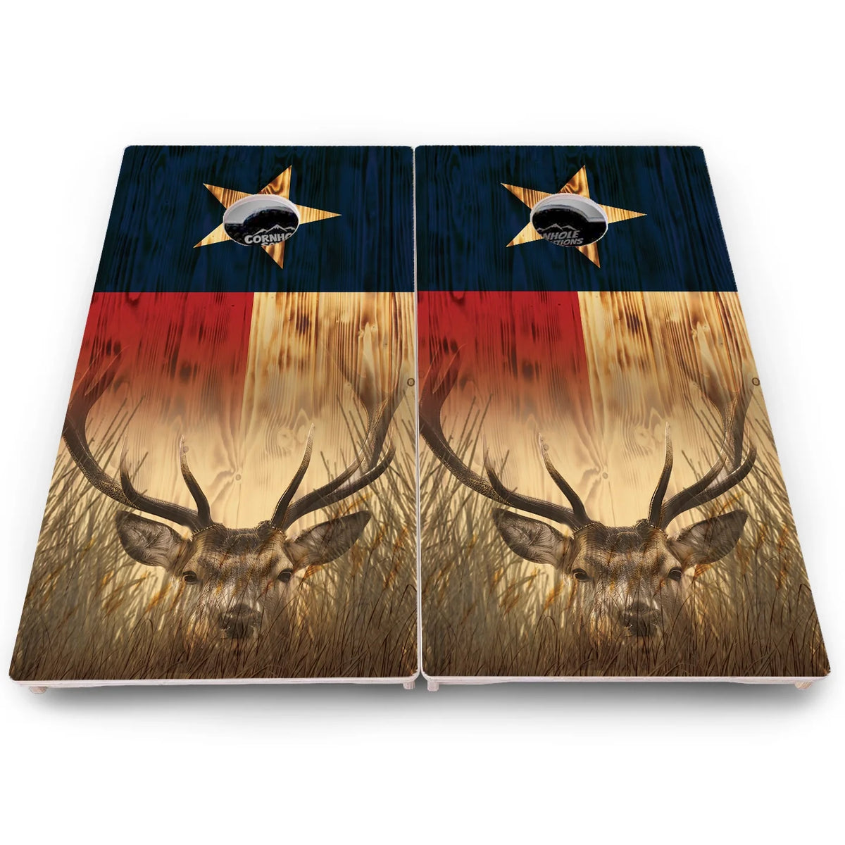 Texas Flag Deer & Fish Cornhole Boards - Pro Solution Lite Series