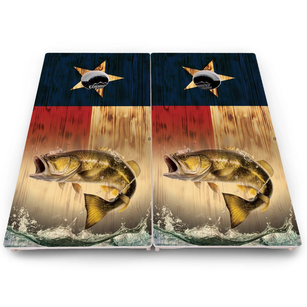 Texas Flag Deer & Fish Cornhole Boards - Pro Solution Lite Series