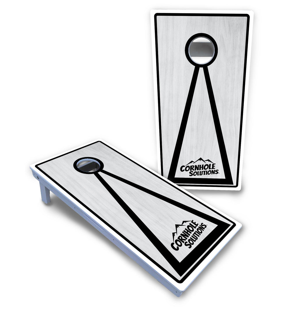 Red/Black Hole Ring Grey Wash Cornhole Boards - All Weather Series