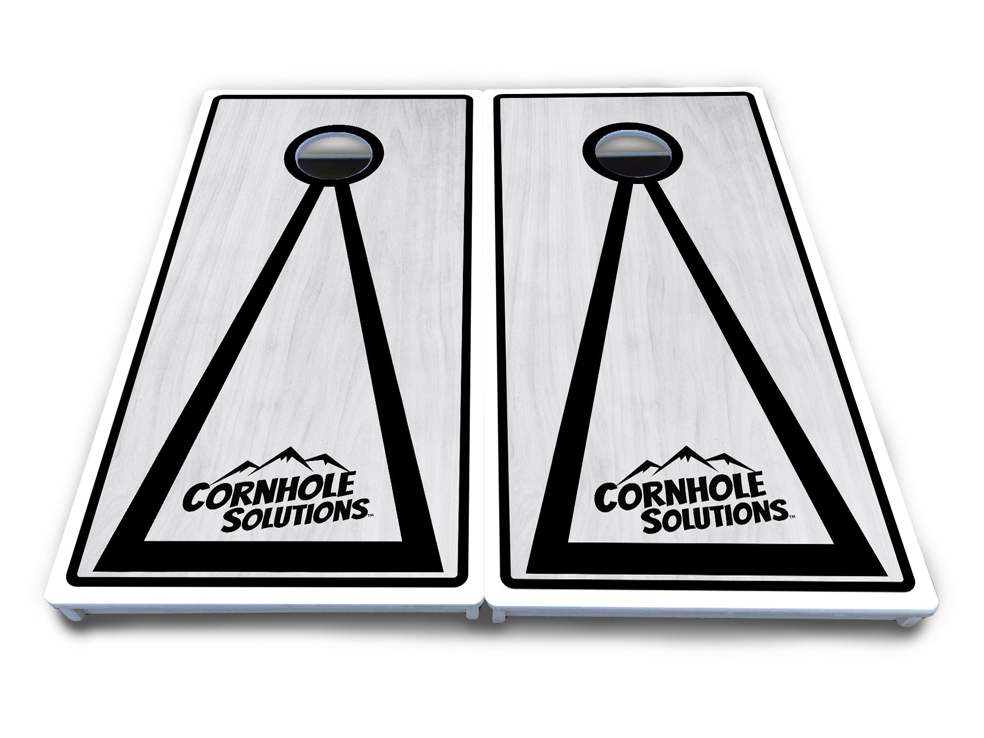 Red/Black Hole Ring Grey Wash Cornhole Boards - All Weather Series
