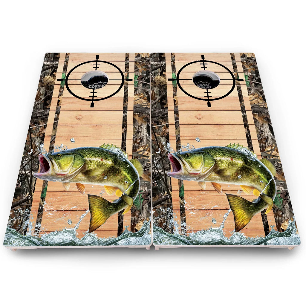 Scope Deer & Fish Plank Cornhole Boards - Pro Solution Lite Series