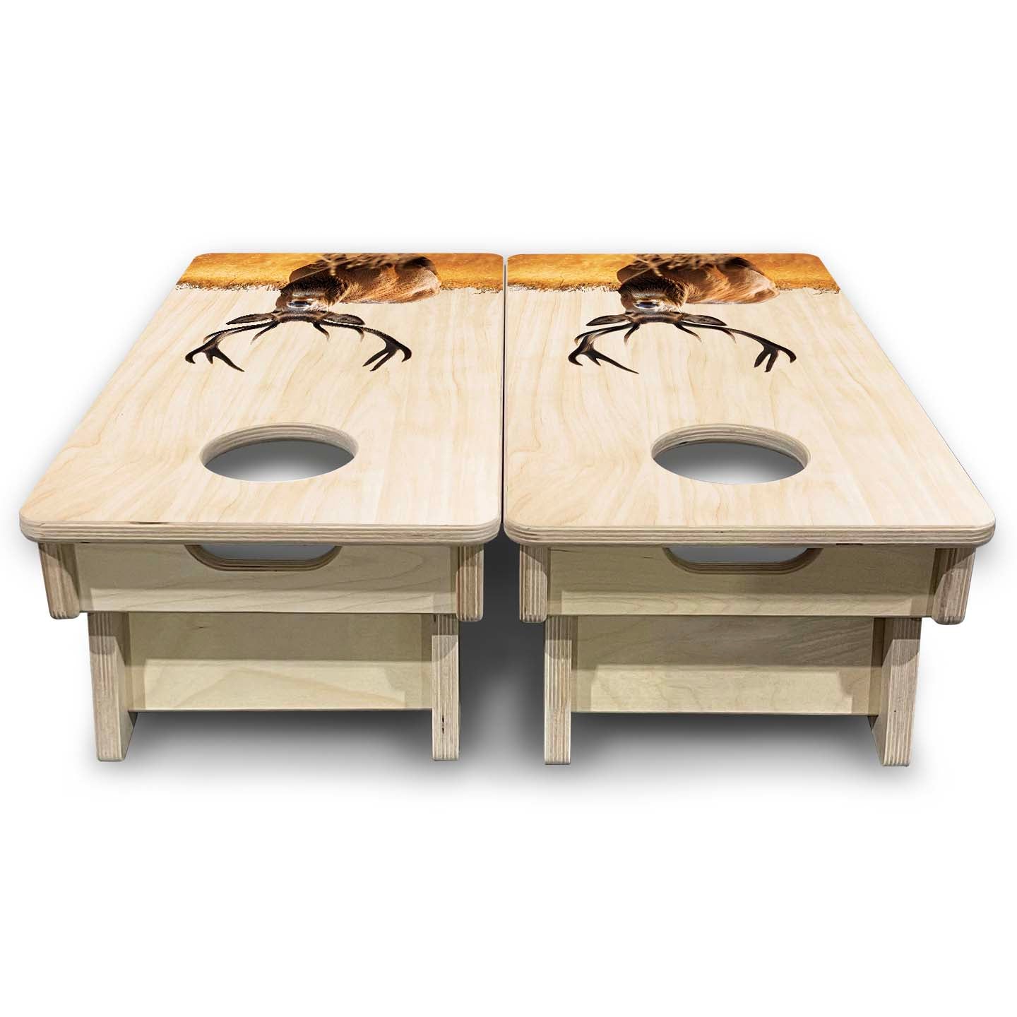 Natural Deer & Fish - Mini or Vacation Size Cornhole Boards