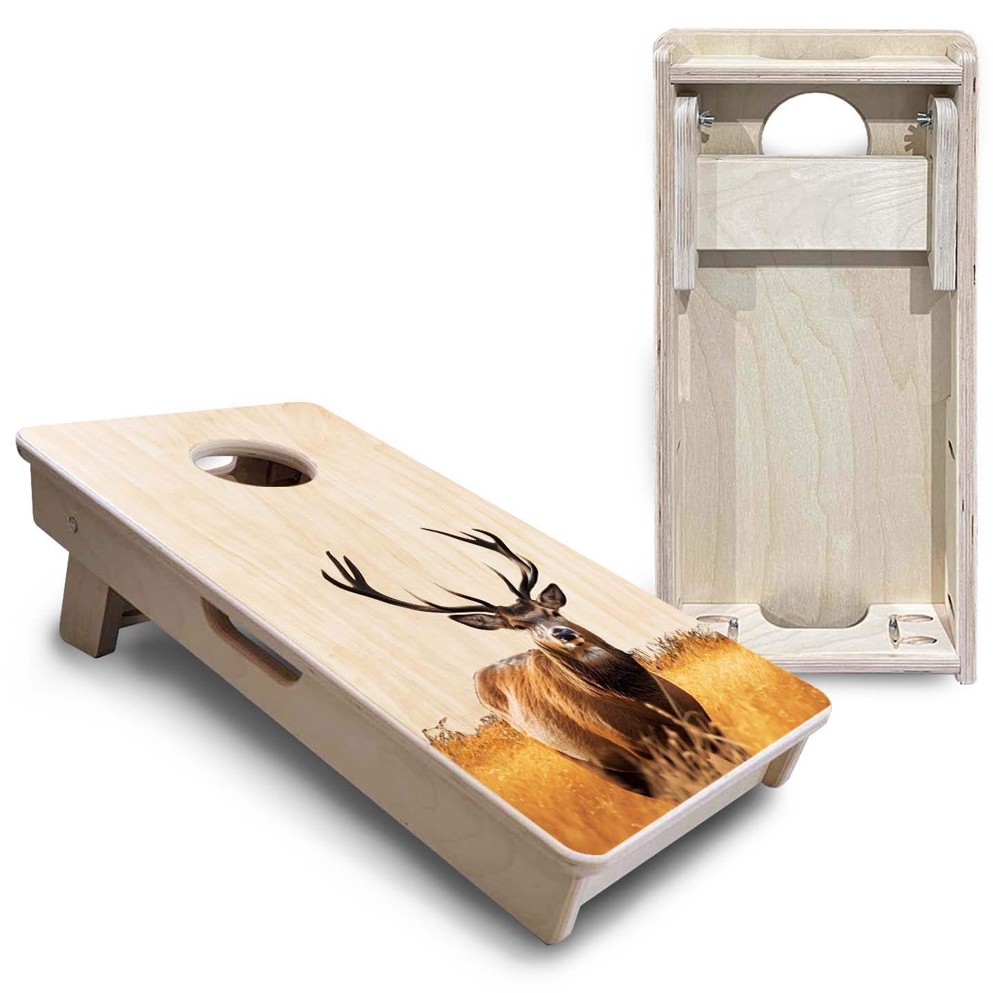 Natural Deer & Fish - Mini or Vacation Size Cornhole Boards
