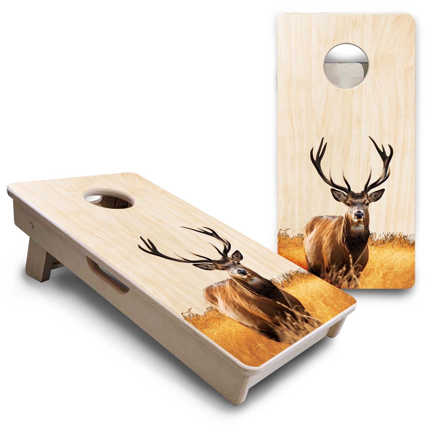 Natural Deer & Fish - Mini or Vacation Size Cornhole Boards