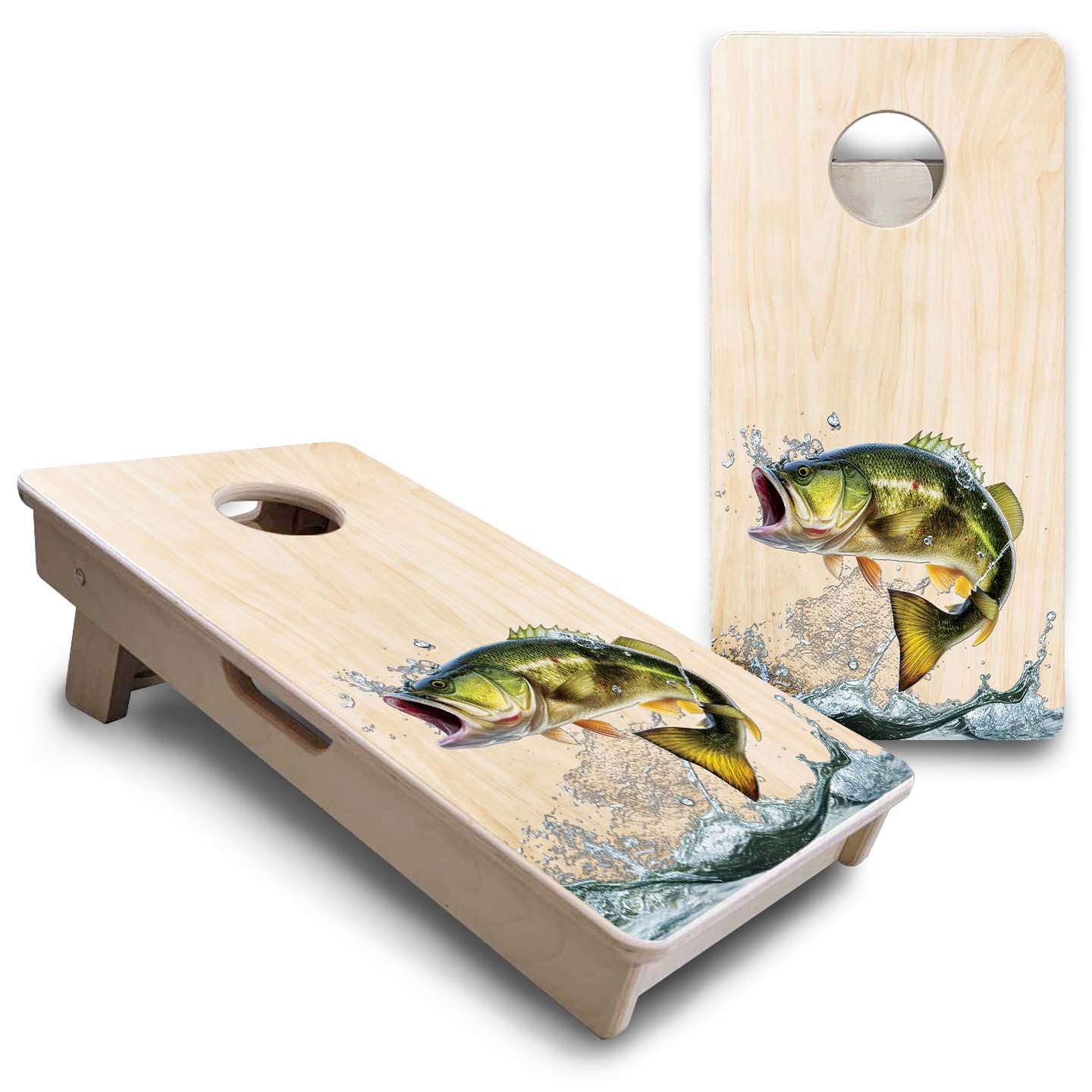 Natural Deer & Fish - Mini or Vacation Size Cornhole Boards