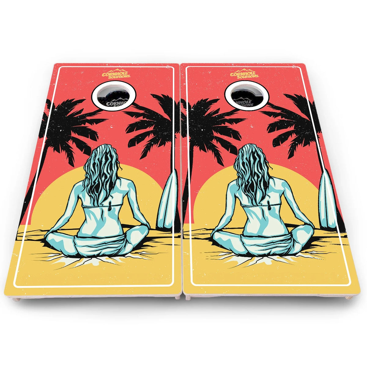 Beach Scene Cornhole Boards - Pro Solution Lite Series
