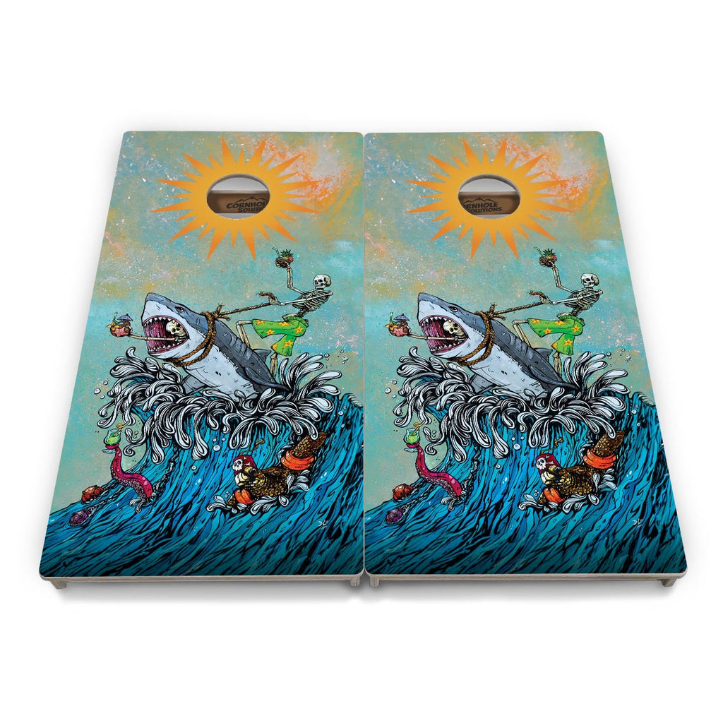 Artist Series Cornhole Boards - Professional Tournament Series - Great White Wave