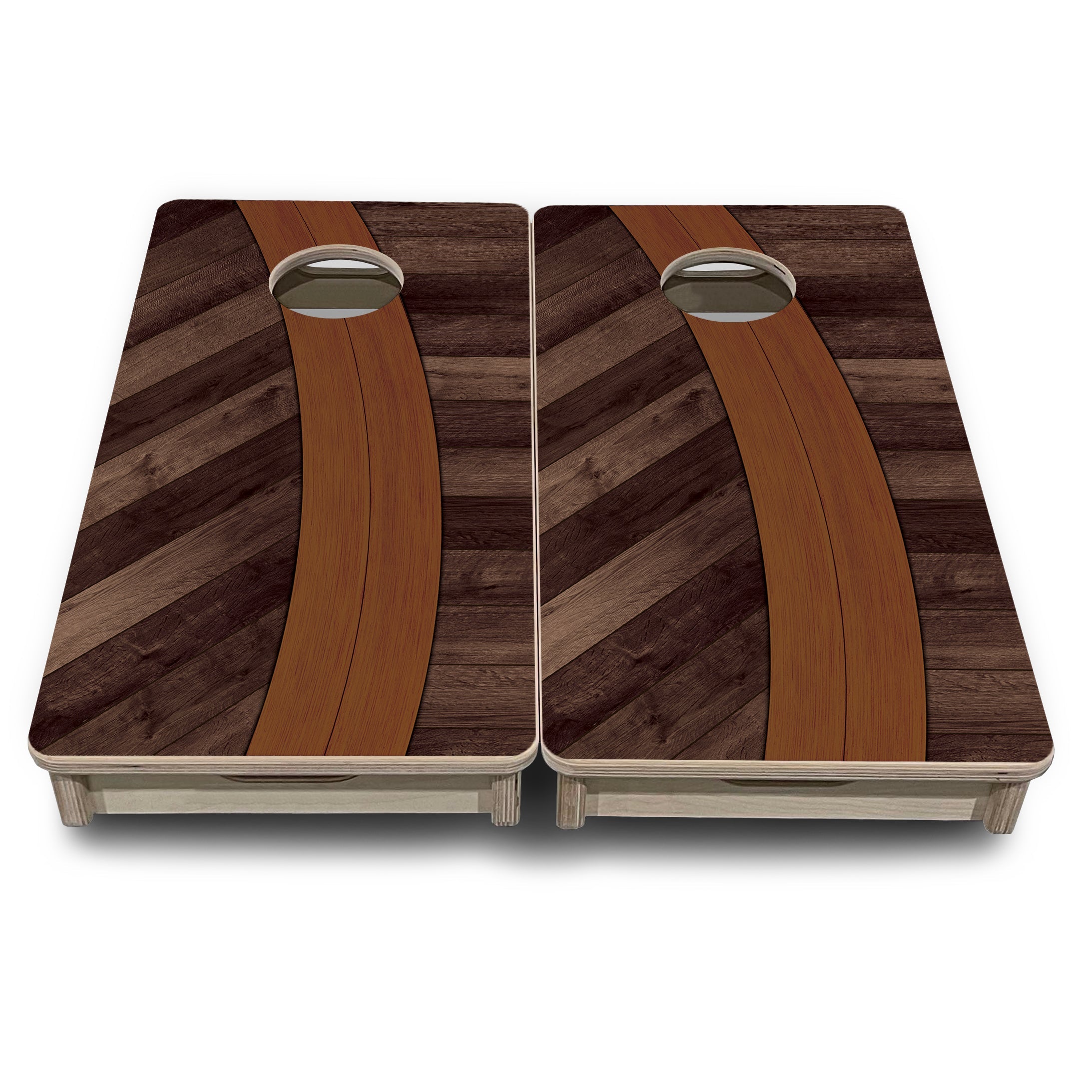 Curved Herringbone - Mini or Vacation Size Cornhole Boards