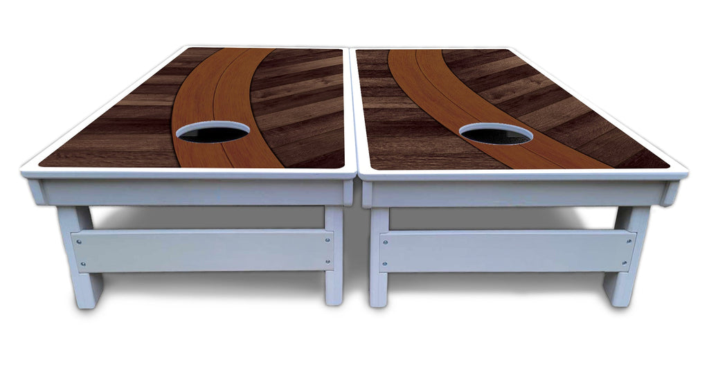 Curved Herringbone Cornhole Boards - All Weather Series