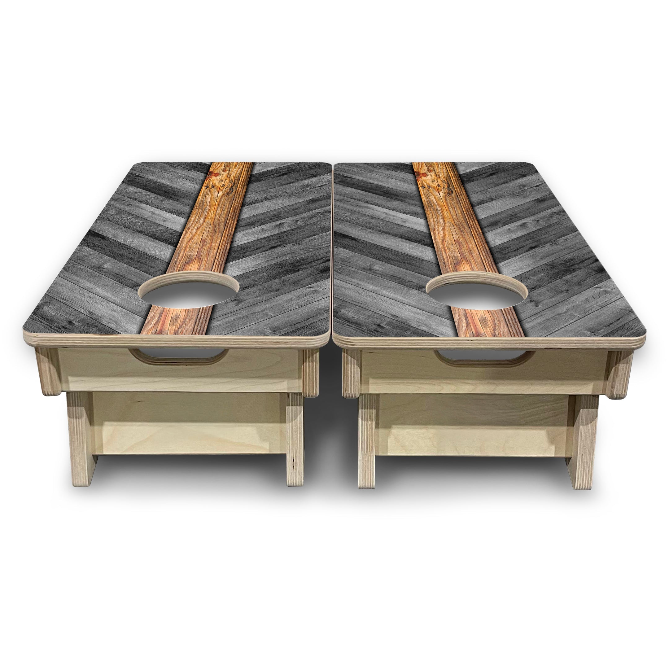 Grey Herringbone - Mini or Vacation Size Cornhole Boards