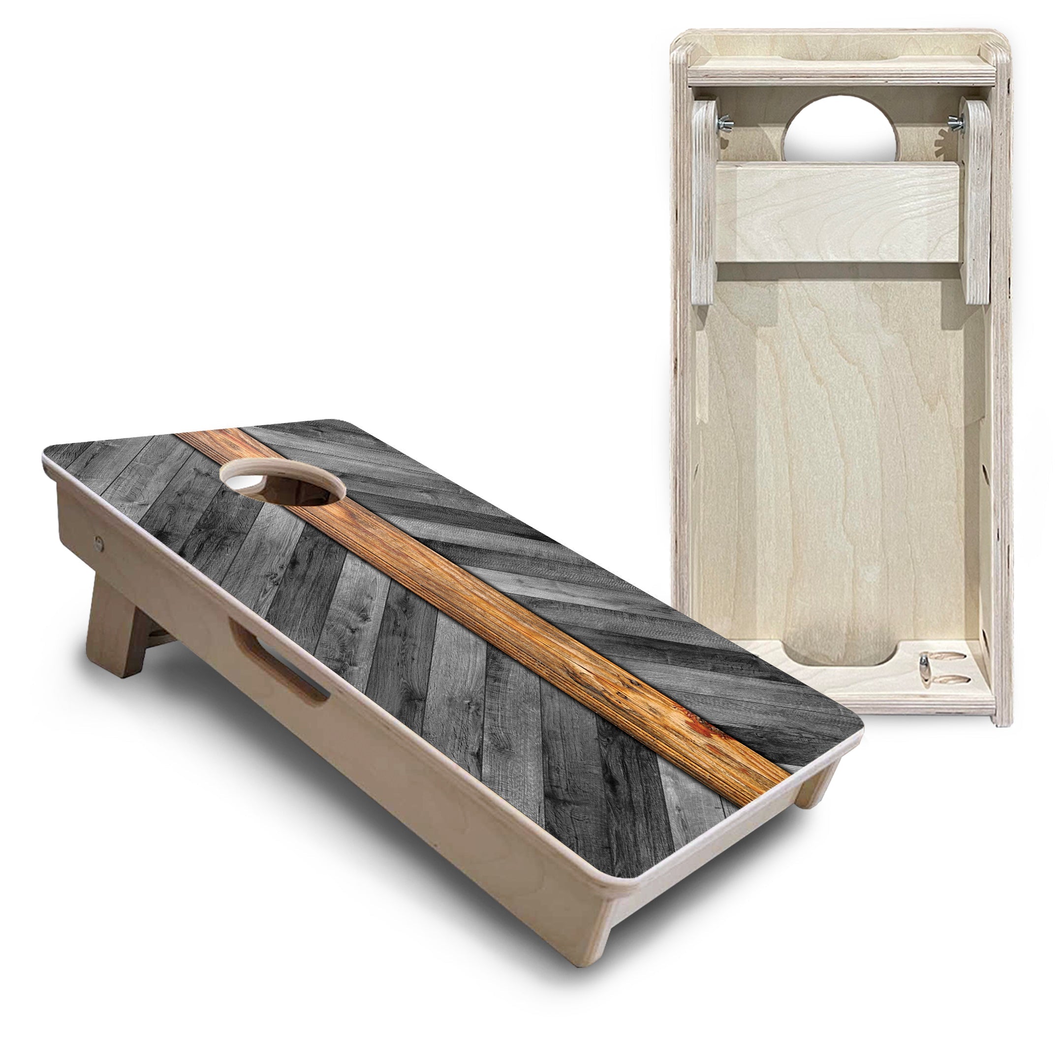 Grey Herringbone - Mini or Vacation Size Cornhole Boards