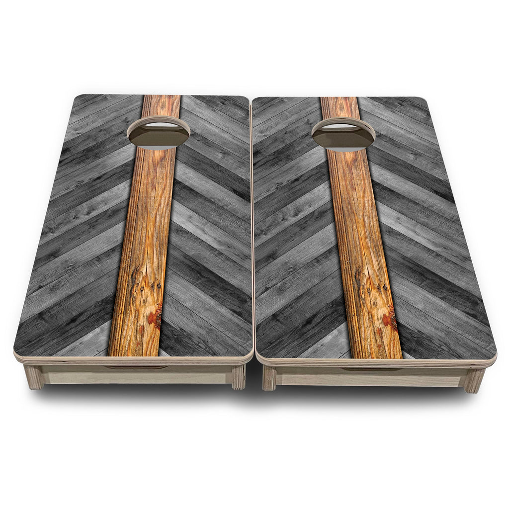 Grey Herringbone - Mini or Vacation Size Cornhole Boards
