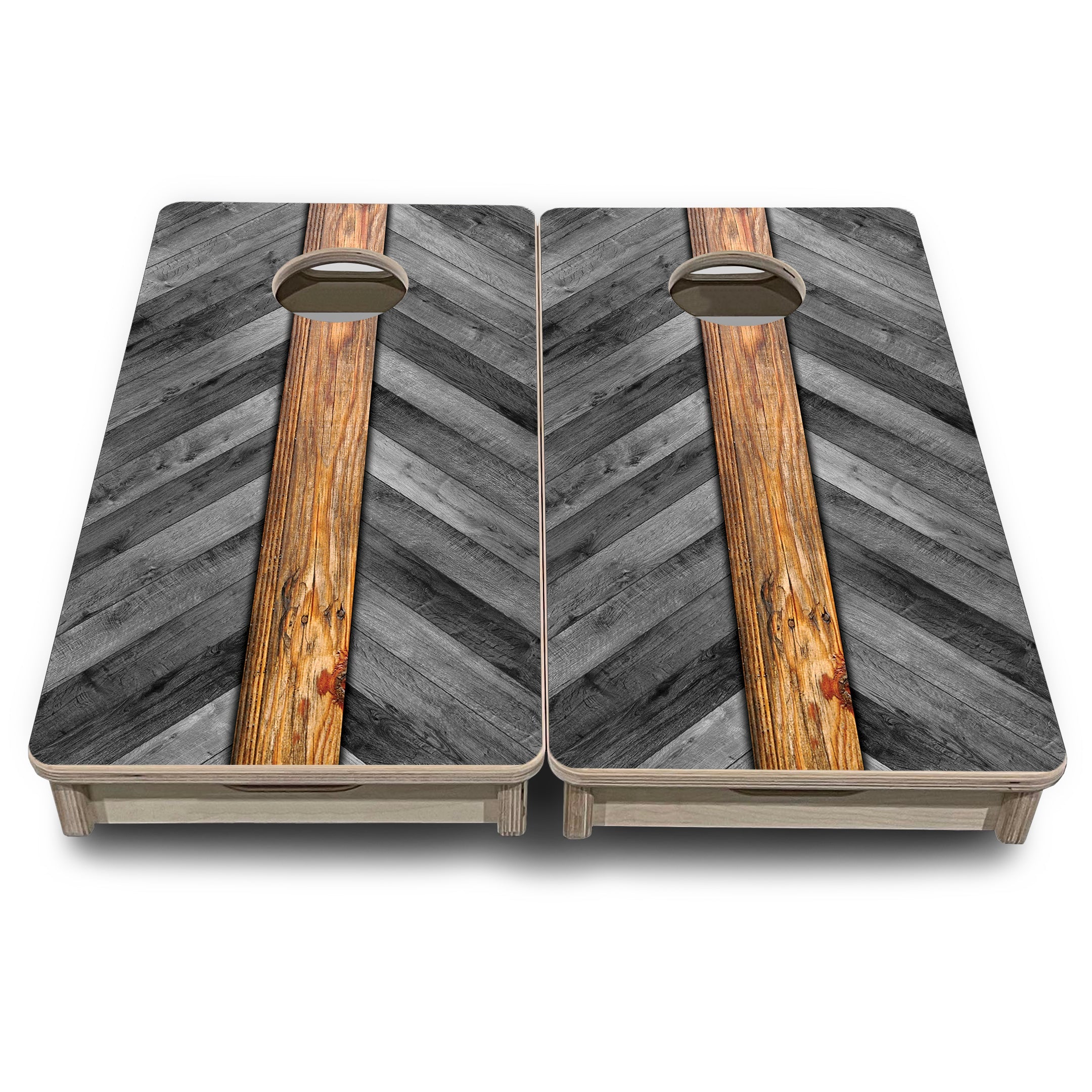 Grey Herringbone - Mini or Vacation Size Cornhole Boards