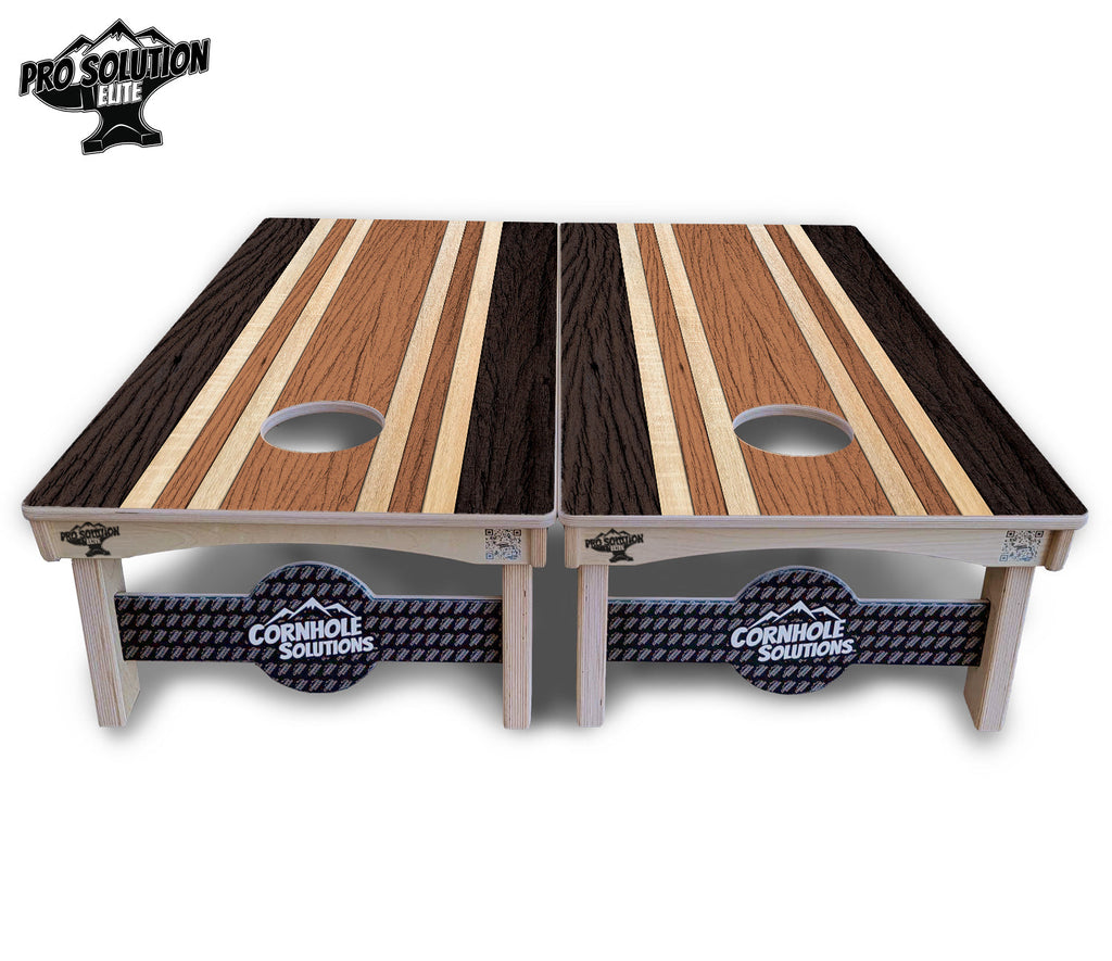 Brown Two Tone Stripes Cornhole Boards - Pro Solution Elite Series