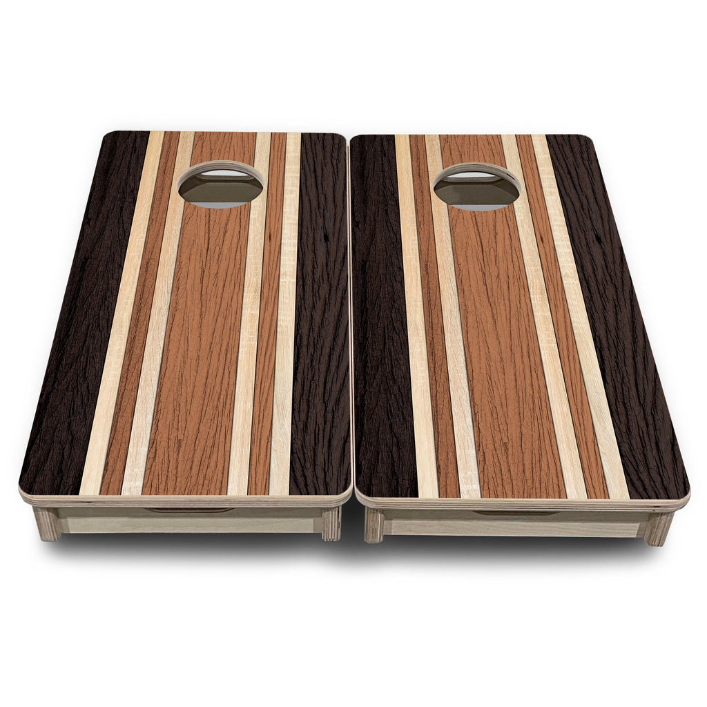 Brown Two Tone Stripes - Mini or Vacation Size Cornhole Boards