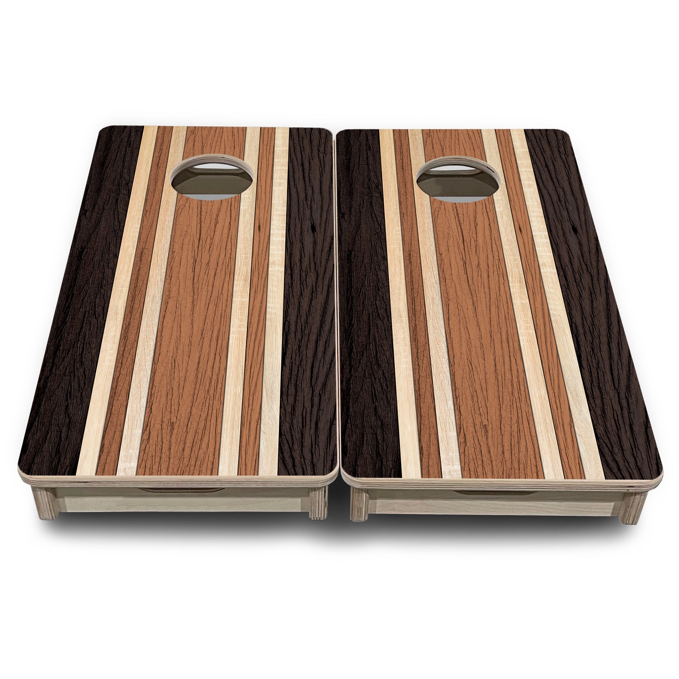 Brown Two Tone Stripes - Mini or Vacation Size Cornhole Boards
