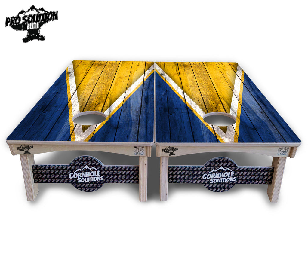 Yellow/Blue Triangle Cornhole Boards - Pro Solution Elite Series