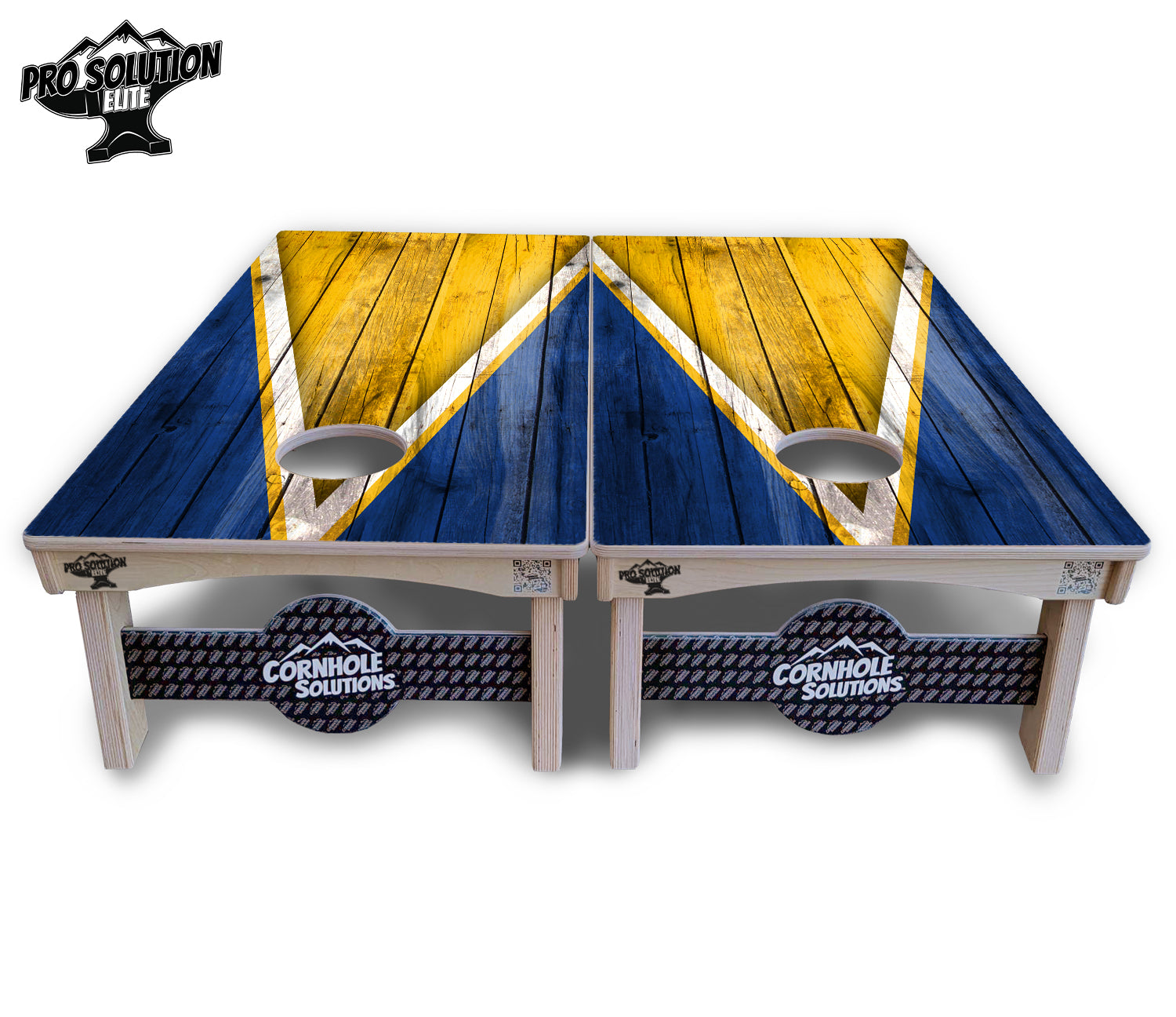Yellow/Blue Triangle Cornhole Boards - Pro Solution Elite Series