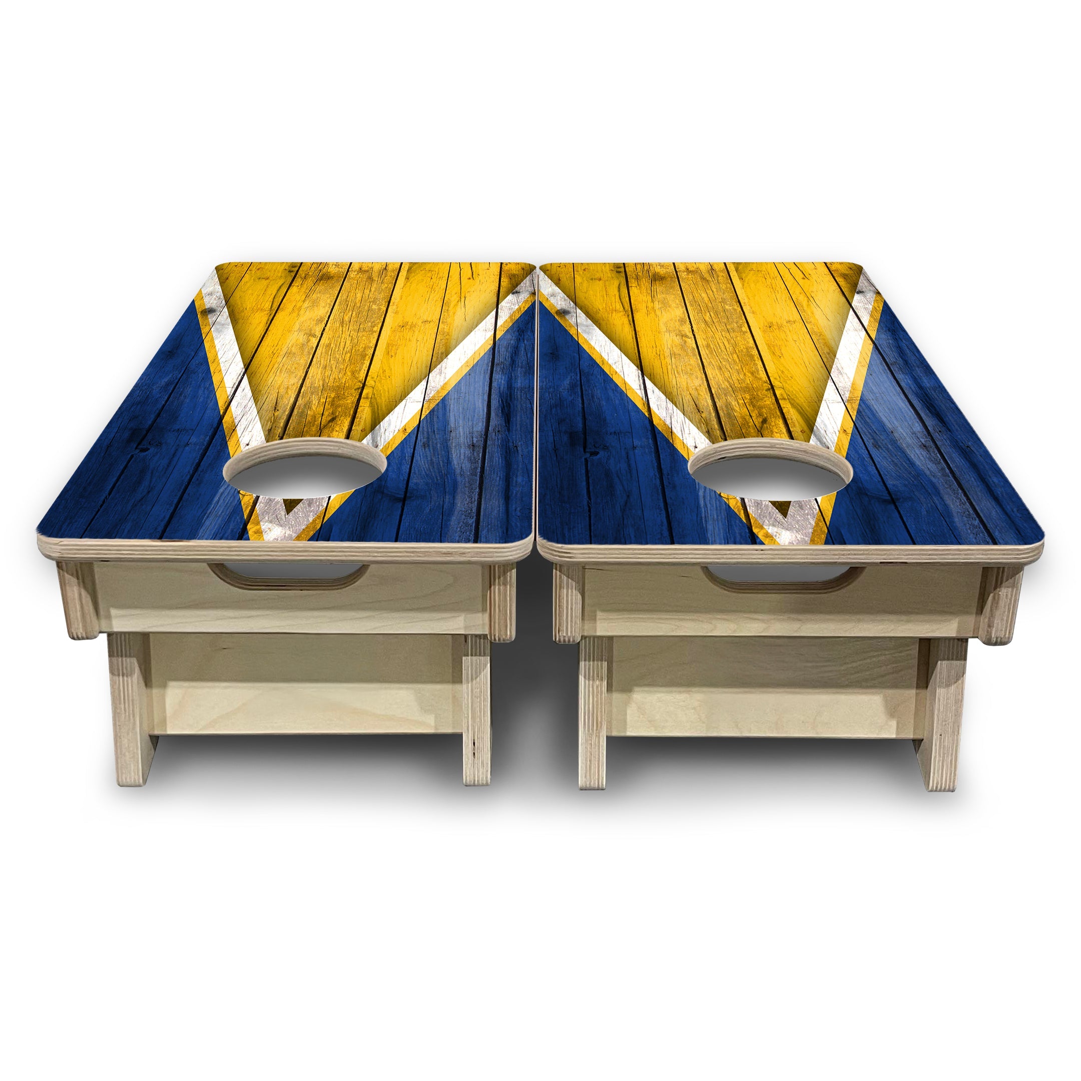 Yellow/Blue Triangle - Mini or Vacation Size Cornhole Boards