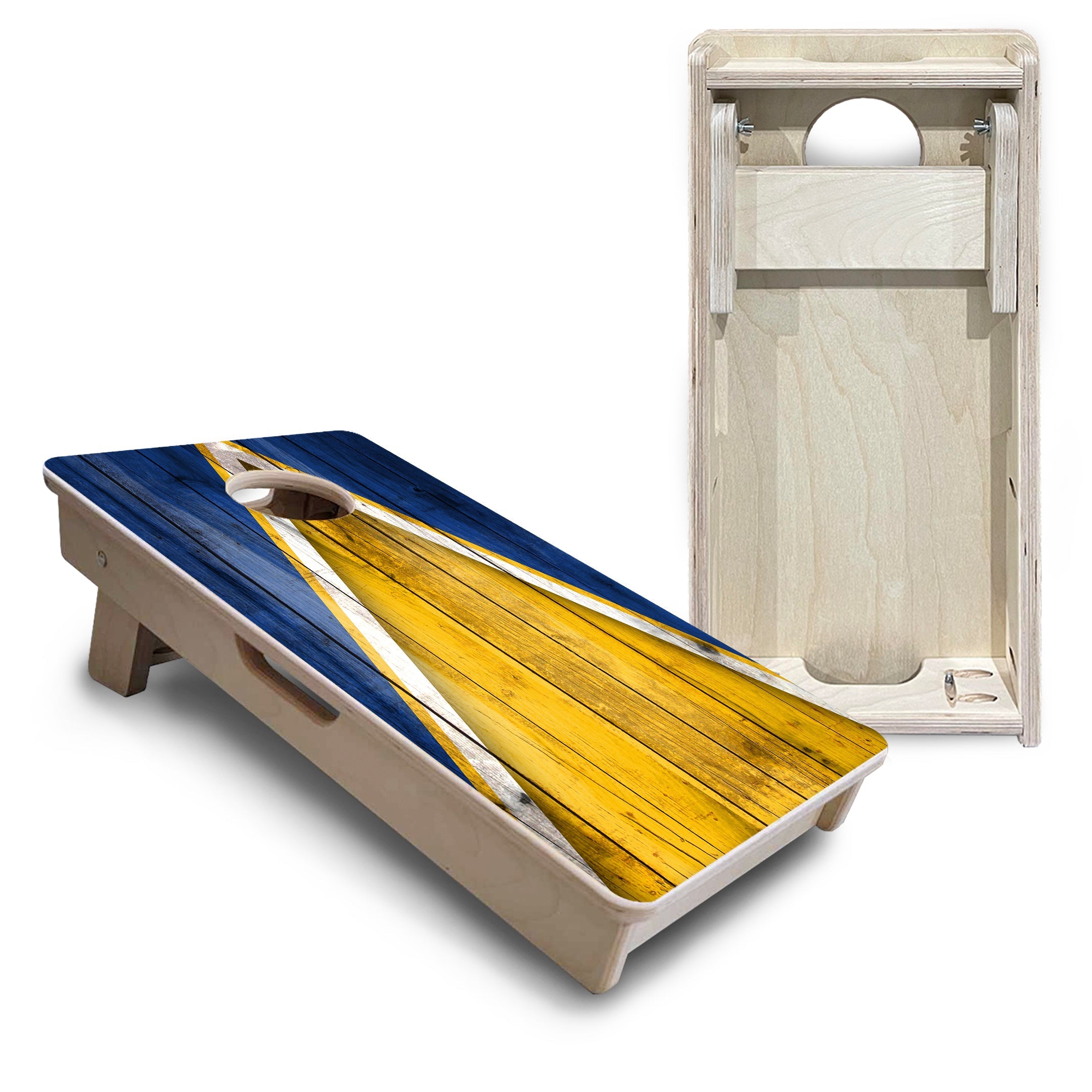 Yellow/Blue Triangle - Mini or Vacation Size Cornhole Boards