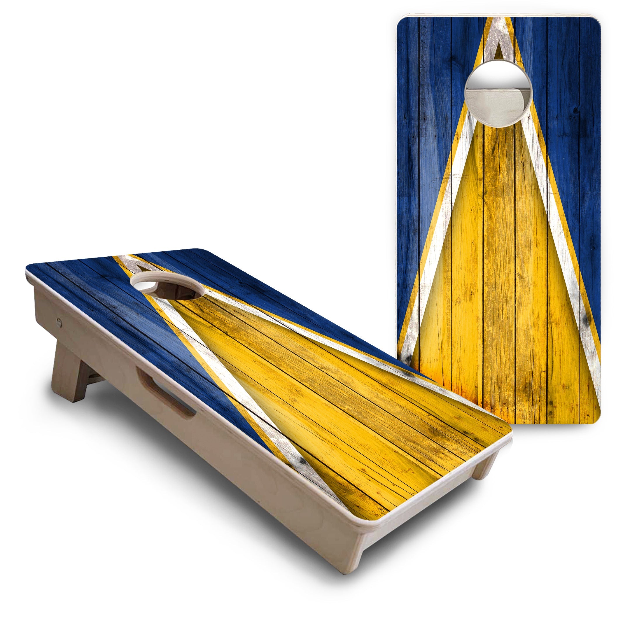 Yellow/Blue Triangle - Mini or Vacation Size Cornhole Boards