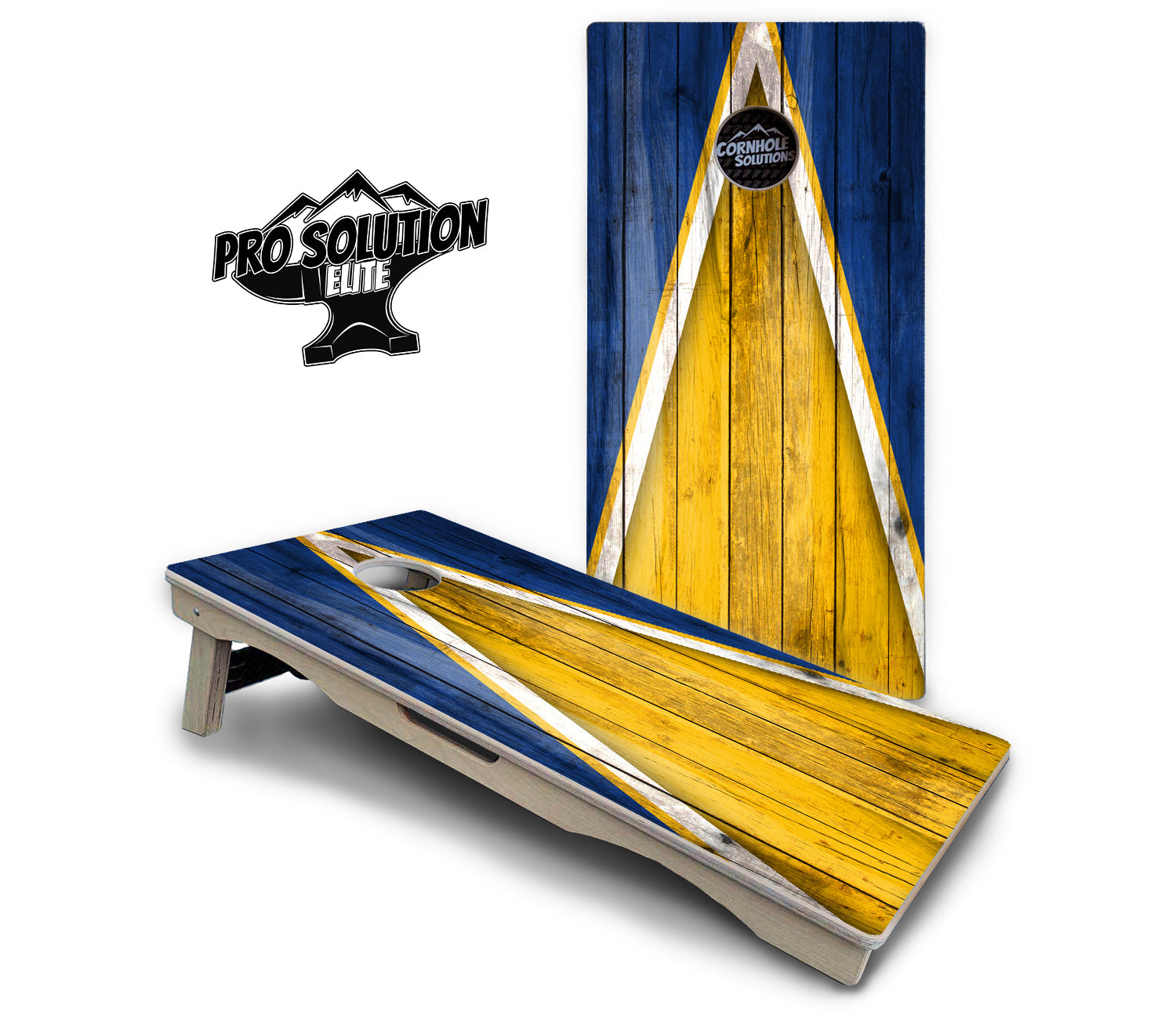 Yellow/Blue Triangle Cornhole Boards - Pro Solution Elite Series