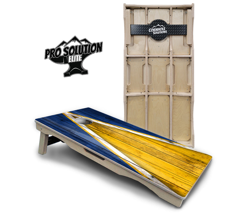 Yellow/Blue Triangle Cornhole Boards - Pro Solution Elite Series