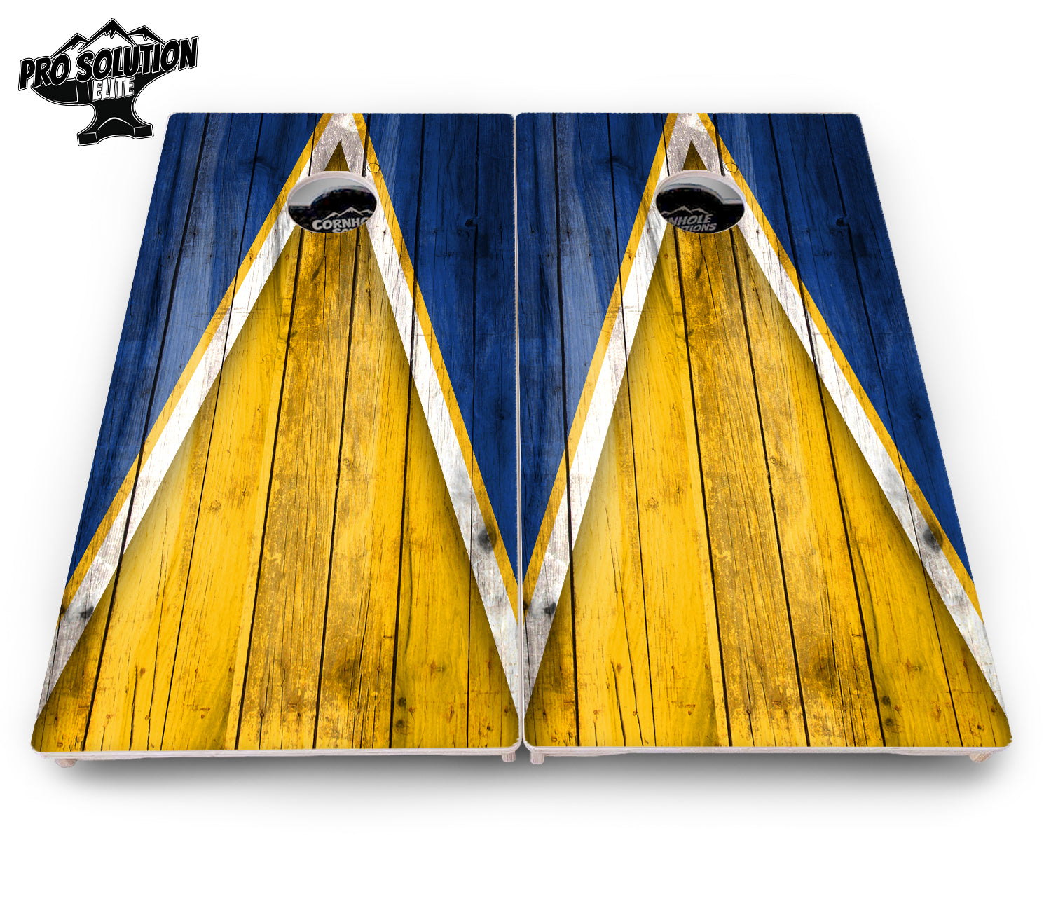 Yellow/Blue Triangle Cornhole Boards - Pro Solution Elite Series