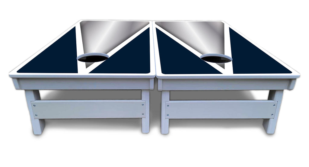 Silver/Blue Triangle Cornhole Boards - All Weather Series
