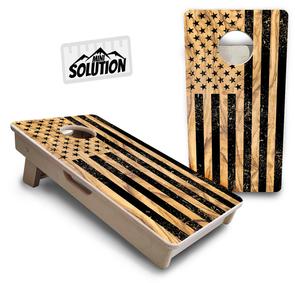 Light Wood Flag Designs - Mini or Vacation Size Cornhole Boards