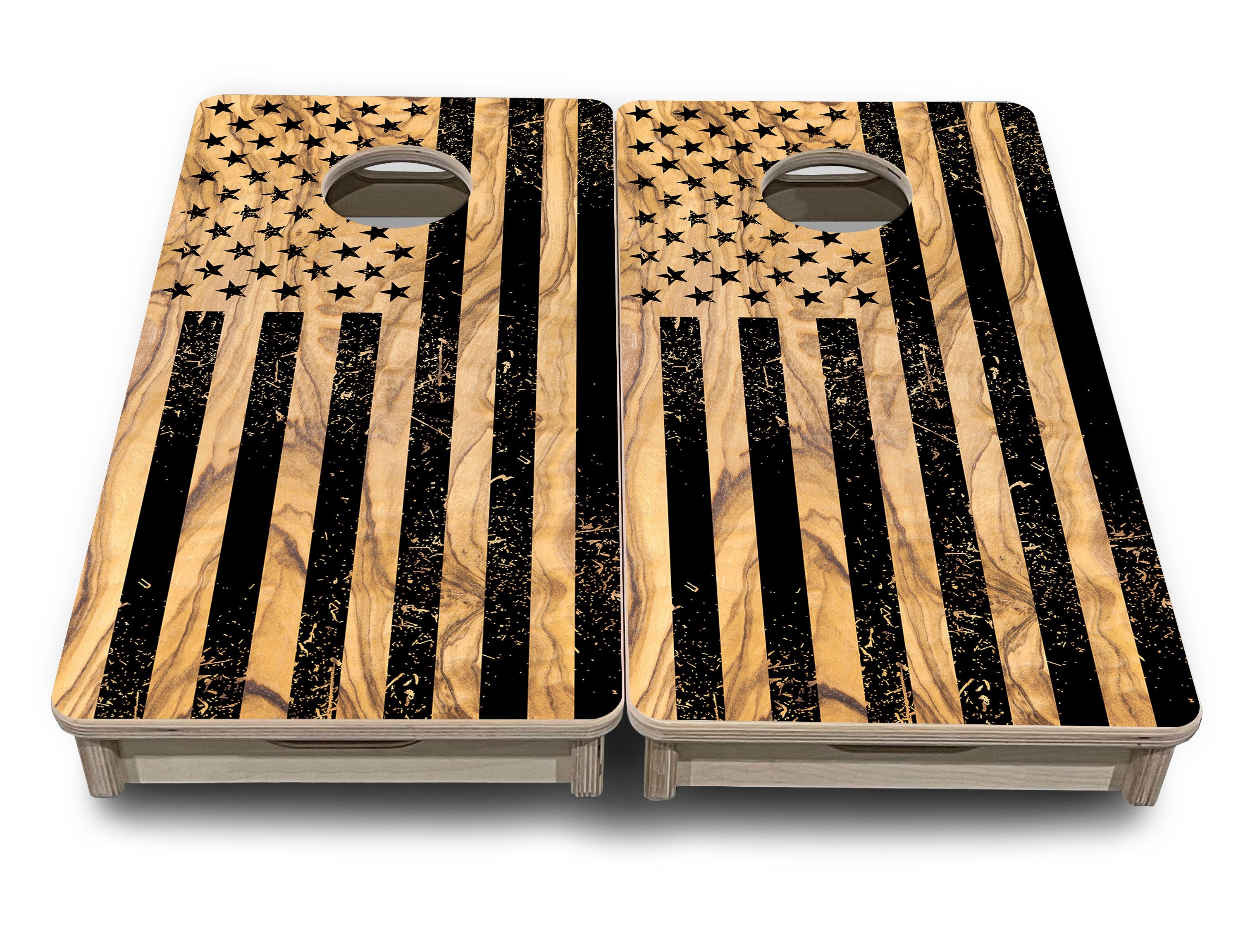 Light Wood Flag Designs - Mini or Vacation Size Cornhole Boards