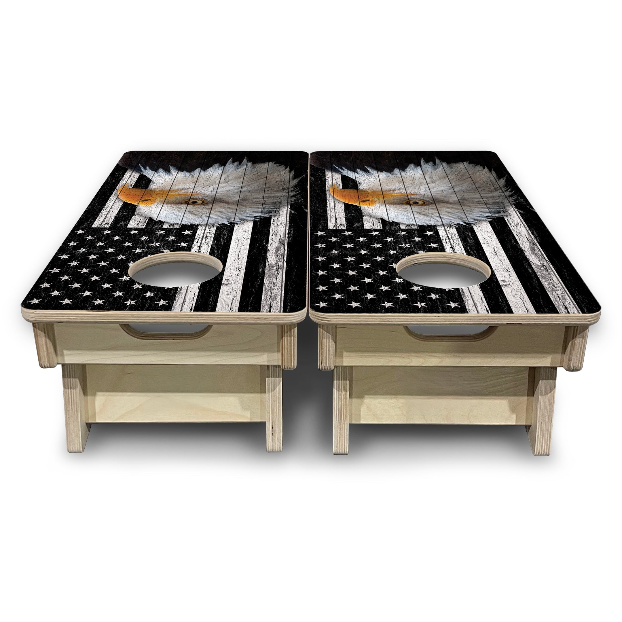B&W Eagle Flag - Mini or Vacation Size Cornhole Boards