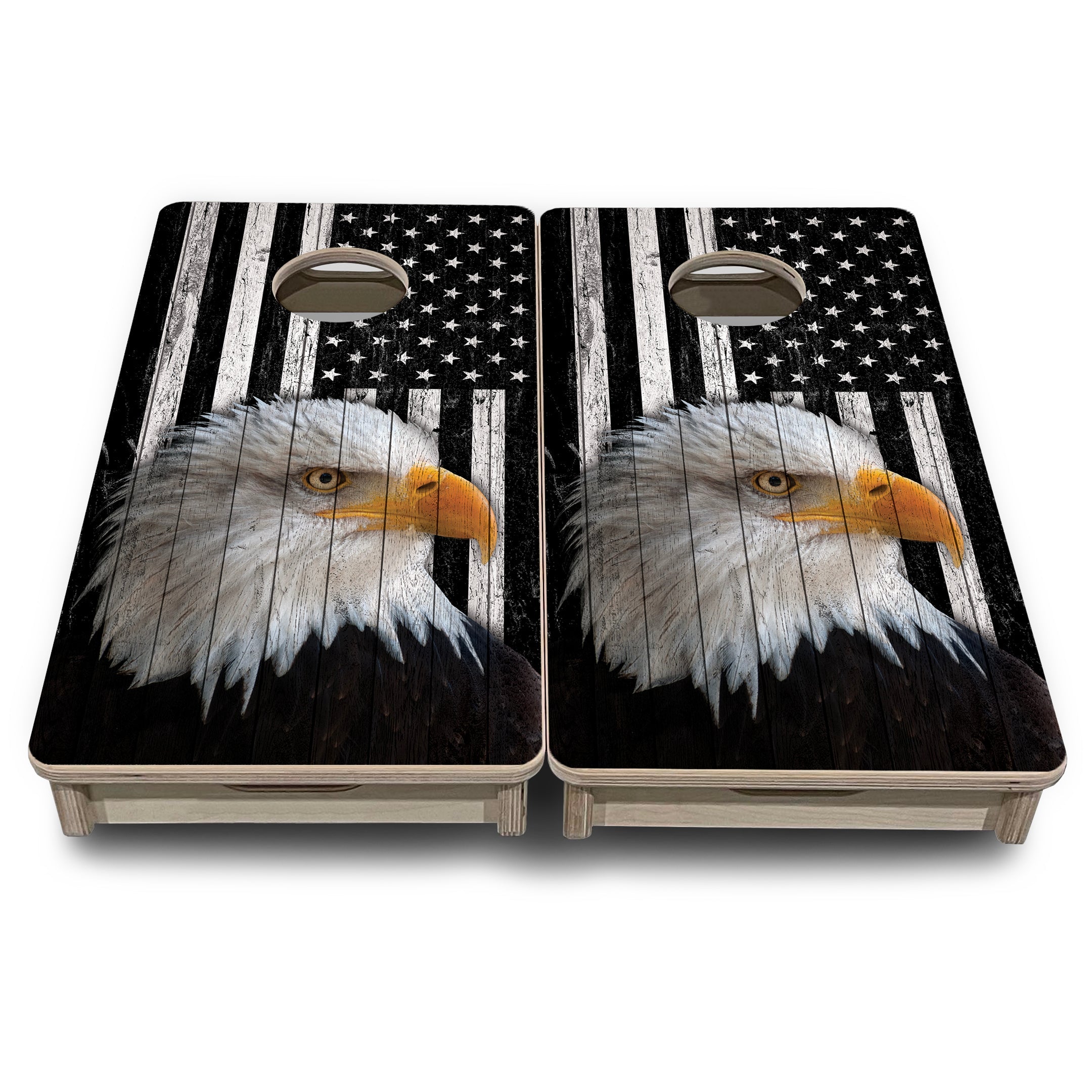 B&W Eagle Flag - Mini or Vacation Size Cornhole Boards