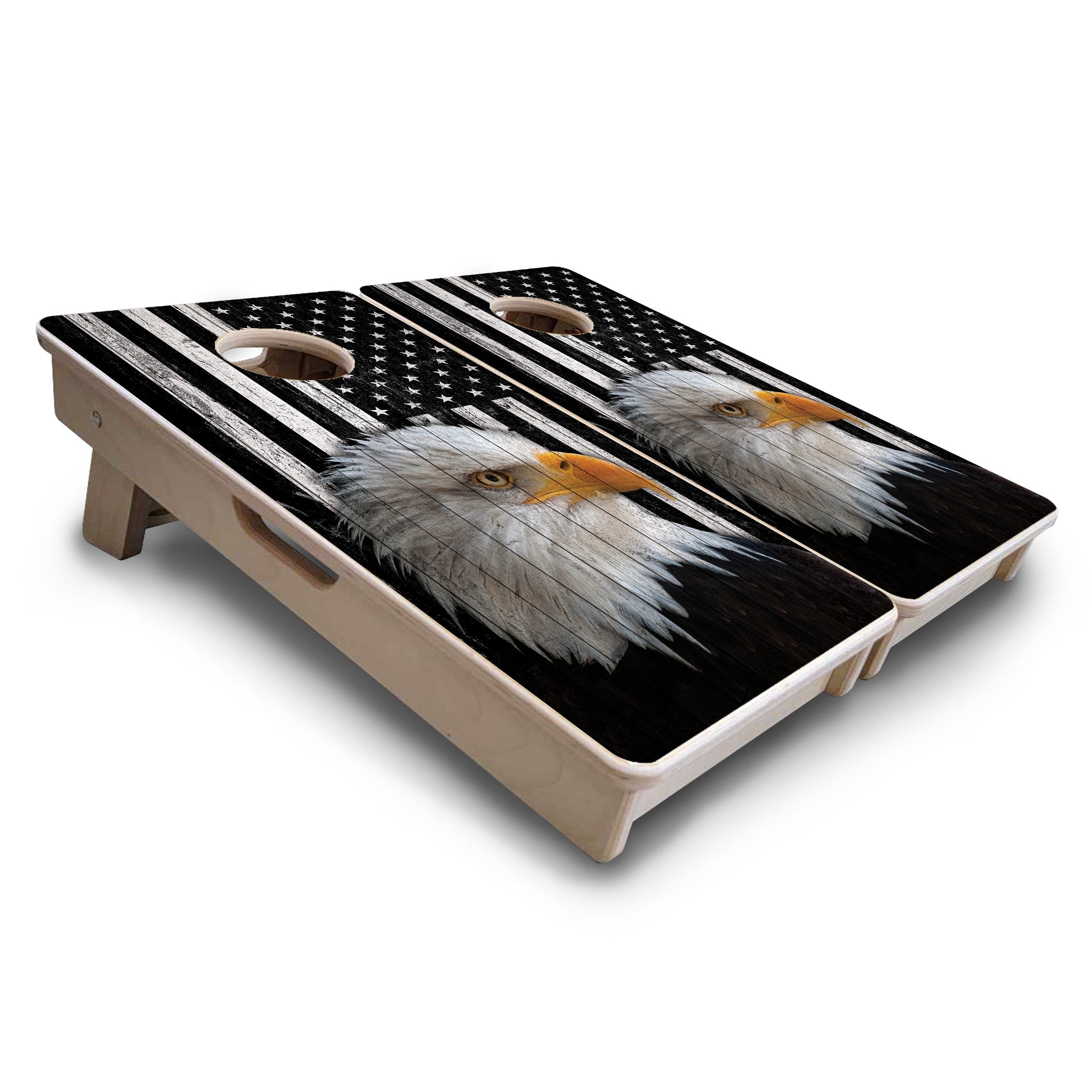 B&W Eagle Flag - Mini or Vacation Size Cornhole Boards