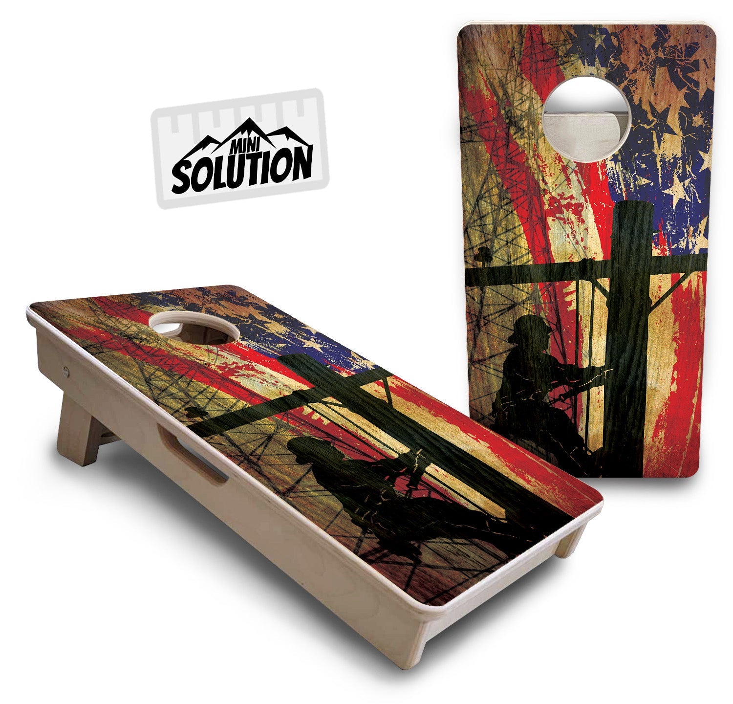 Faded Lineman Flag - Mini or Vacation Size Cornhole Boards