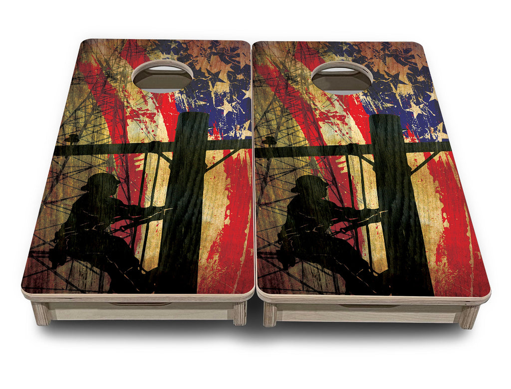 Faded Lineman Flag - Mini or Vacation Size Cornhole Boards