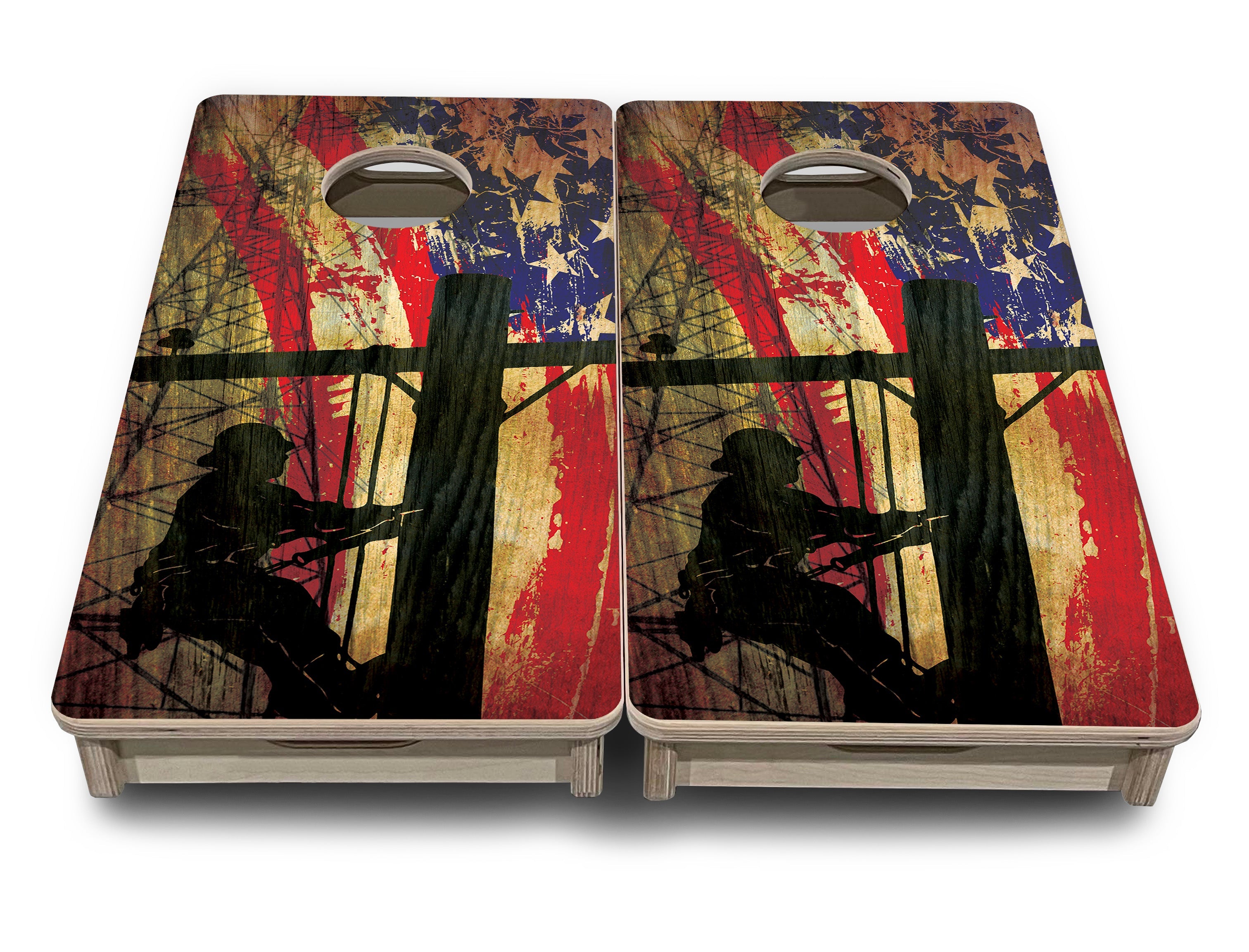 Faded Lineman Flag - Mini or Vacation Size Cornhole Boards