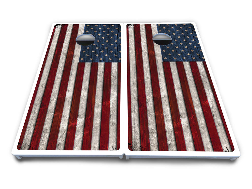 Rustic USA Flag Cornhole Boards - All Weather Series